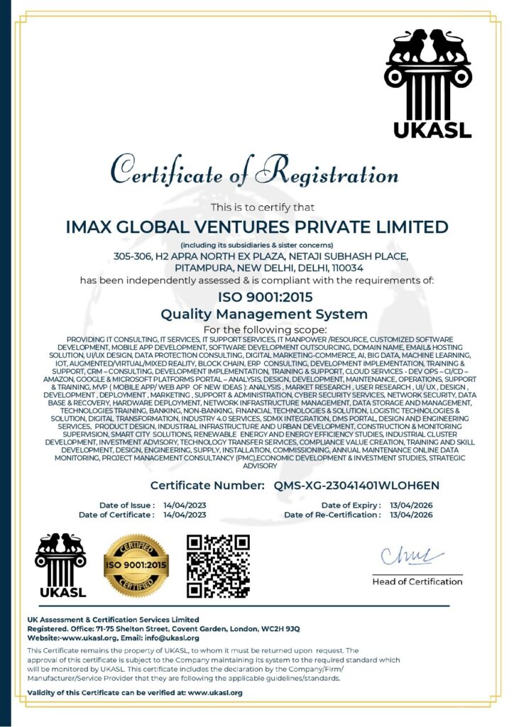 IMAX GLOBAL VENTURES PRIVATE LIMITED 9001 UKASL_